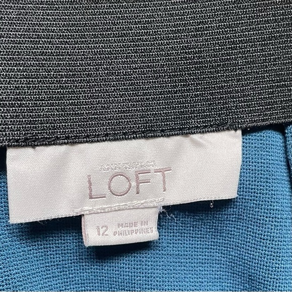 Loft Black Rivera Crochet Overlay Blue Zip Back Lined Skirt Office Work Wear - Picture 2 of 7